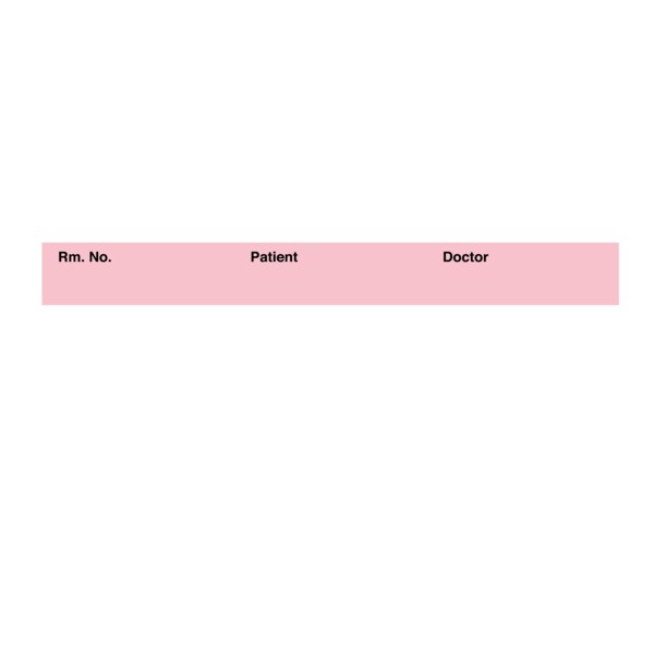 Printed Chart Tape - Rm No Patient Doctor 1/2 Pink w/Black, PK6